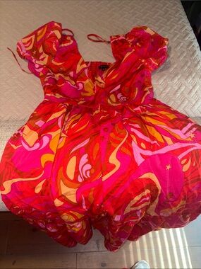 Woman’s Pink & Orange Floral Maxi Dress
